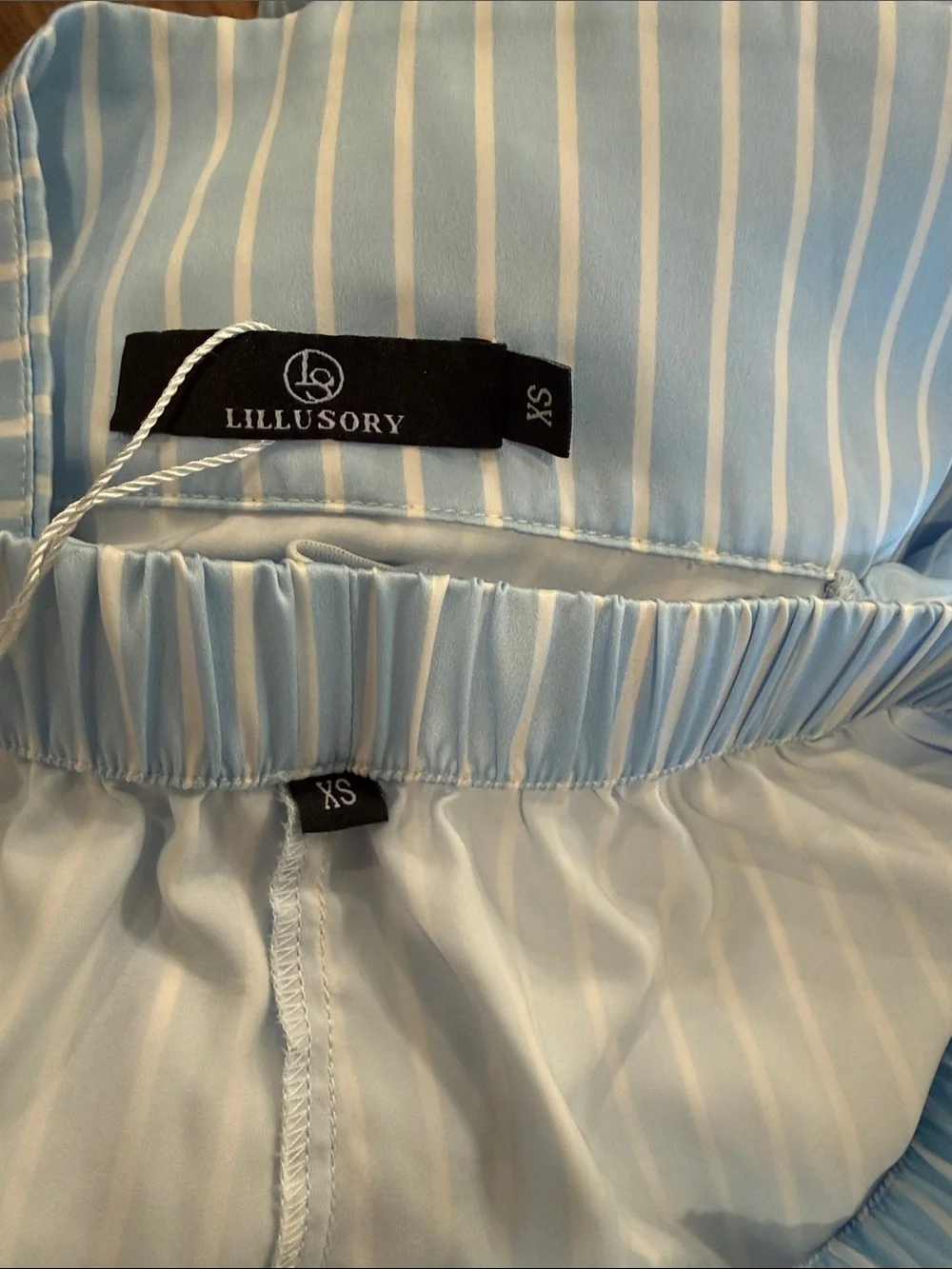NWOT Women's Light Blue Striped Short Pajama Set